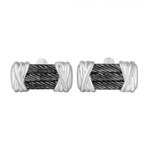 22x8mm Textured Italian Cable Cuff Link - .925